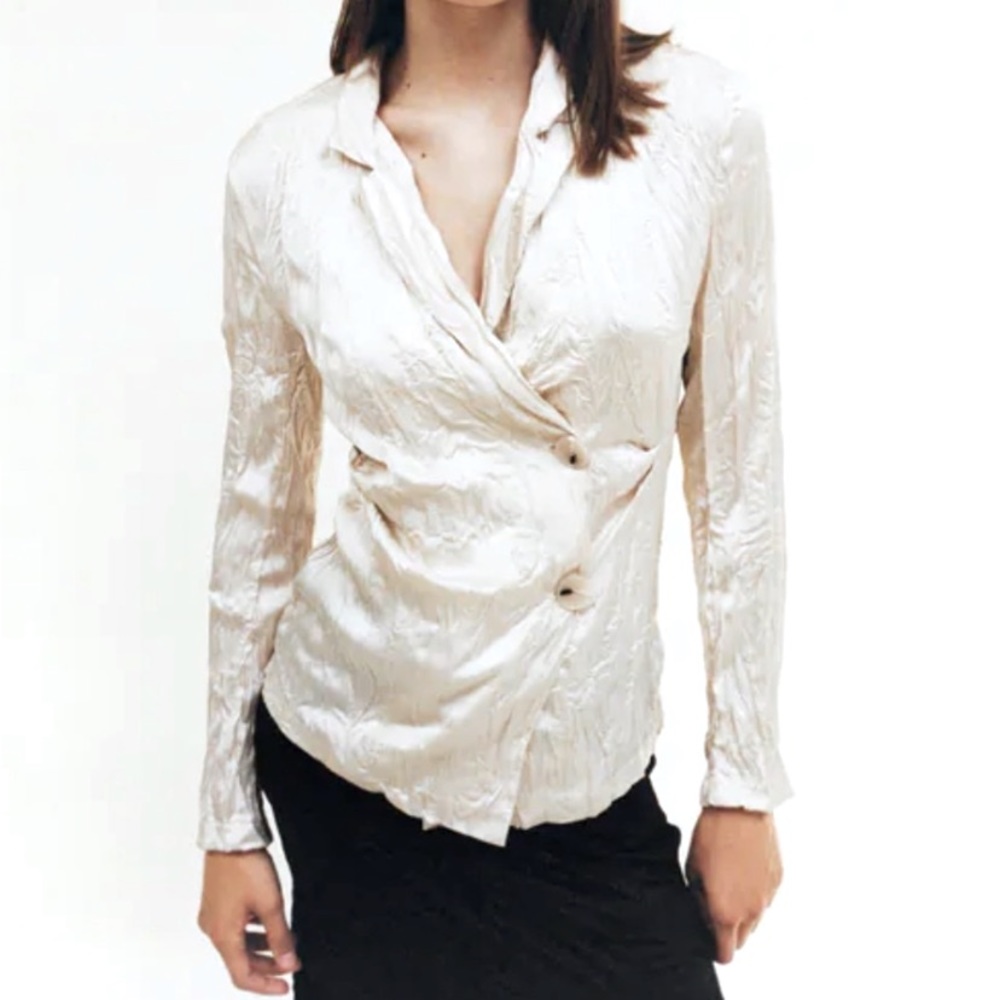 NWT Zara wrinkled effect satin jacket size S
